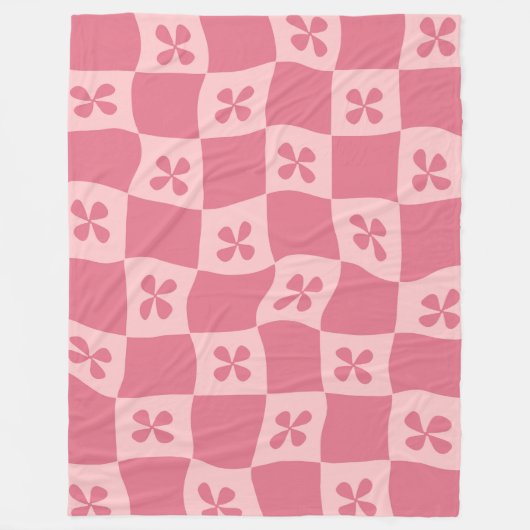 Retro Pink Gelb gedecktes Muster Fleecedecke (Vorderseite)