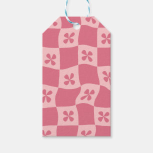Retro Pink Gelb gedecktes Muster Geschenkanhänger