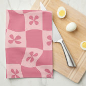 Retro Pink Gelb gedecktes Muster Geschirrtuch (Viertel Falte)