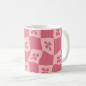 Retro Pink Gelb gedecktes Muster Kaffeetasse (VorderseiteRechts)