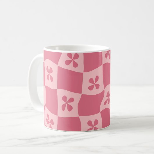 Retro Pink Gelb gedecktes Muster Kaffeetasse (Vorderseite Links)
