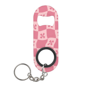 Retro Pink Gelb gedecktes Muster Mini Flaschenöffner