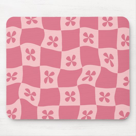 Retro Pink Gelb gedecktes Muster Mousepad (Vorne)