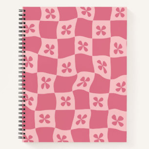 Retro Pink Gelb gedecktes Muster Notizblock