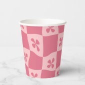 Retro Pink Gelb gedecktes Muster Pappbecher (Rückseite)