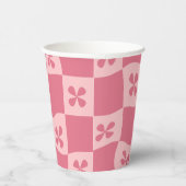 Retro Pink Gelb gedecktes Muster Pappbecher (Rechts)