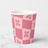 Retro Pink Gelb gedecktes Muster Pappbecher (Vorderseite)