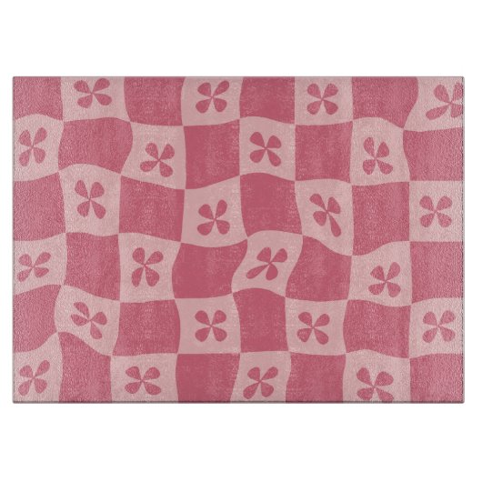 Retro Pink Gelb gedecktes Muster Schneidebrett (Vorderseite)