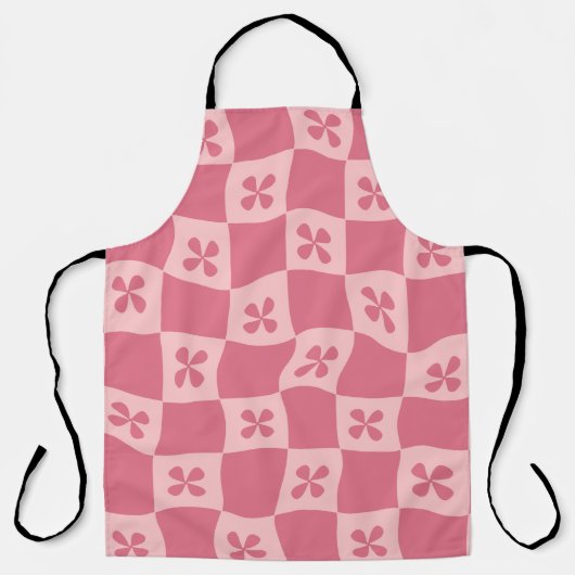 Retro Pink Gelb gedecktes Muster Schürze (Vorderseite)