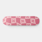 Retro Pink Gelb gedecktes Muster Skateboard (Horizontal)