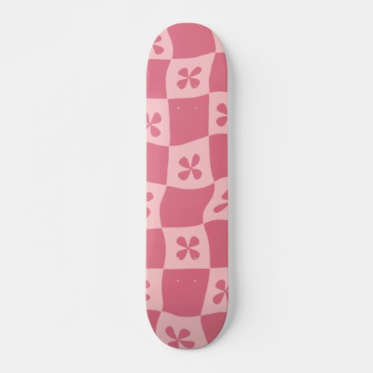 Retro Pink Gelb gedecktes Muster Skateboard (Vorne)