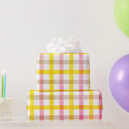 Retro Pink Gelb Karo Pattern OsterGirl Geschenkpapier