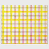 Retro Pink Gelb Karo Pattern OsterGirl Geschenkpapier (Flach)