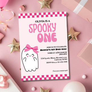 Retro Pink Ghost Halloween Spooky ein Geburtstag Einladung