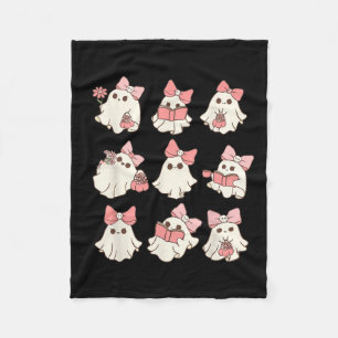 Retro Pink Ghost Reading Halloween Garening Mini Fleecedecke