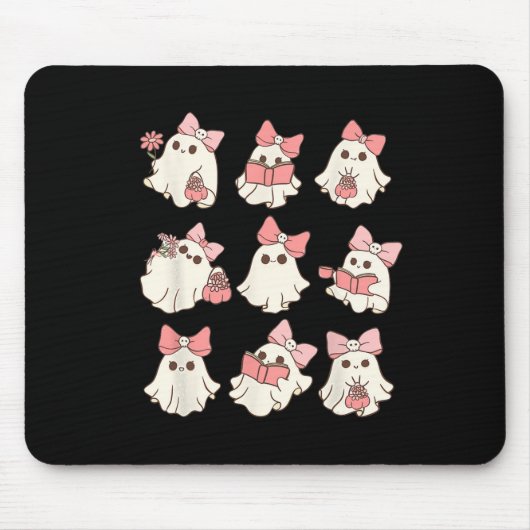 Retro Pink Ghost Reading Halloween Garening Mini Mousepad (Vorne)