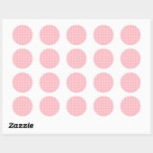 Retro Pink Gingham Checkered Pattern Hintergrund Runder Aufkleber (Blatt)