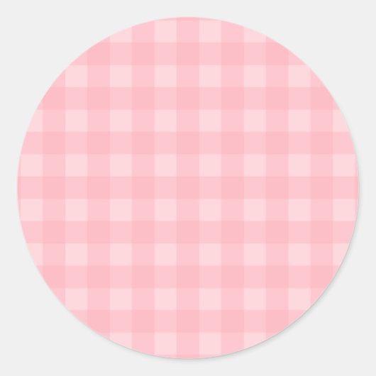 Retro Pink Gingham Checkered Pattern Hintergrund Runder Aufkleber (Vorderseite)