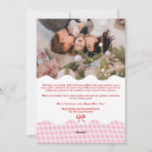 Retro Pink Gingham Frohe Weihnachten Wavy 2 Fotos (Rückseite)