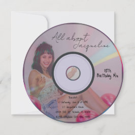 Retro Pink Girl's Music CD Birthday Einladung