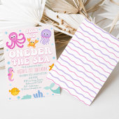 Retro Pink Girls Onethe Sea Erster Geburtstag Einladung