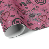Retro Pink Girly Punk 90er Geschenkpapier (Rolleneckpunkt)
