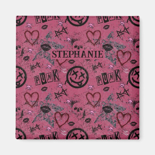 Retro Pink Girly Punk 90er Magnet (Vorne)