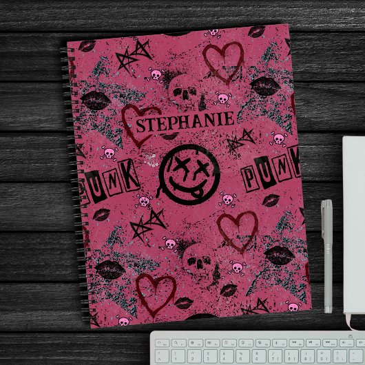 Retro Pink Girly Punk 90er Notizblock