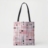 Retro Pink Gitter und Sternexplosionen Tote Beutel Tasche (Vorderseite)