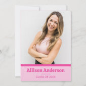 Retro Pink Graduation Party Einladung mit Foto (Rückseite)