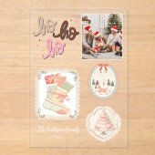 Retro Pink Green Christmas Acryleinladungen (Vorderseite)