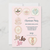 Retro Pink Green Christmas Einladung (Vorderseite)