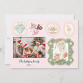 Retro Pink Green Christmas Feiertagskarte (Vorderseite)