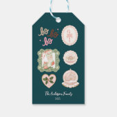 Retro Pink Green Christmas Geschenkanhänger (Rückseite)