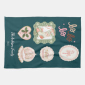 Retro Pink Green Christmas Geschirrtuch (Horizontal)