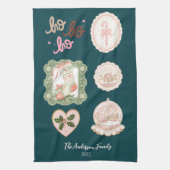 Retro Pink Green Christmas Geschirrtuch (Vertikal)