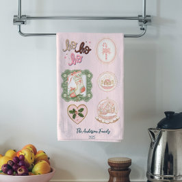 Retro Pink Green Christmas Geschirrtuch