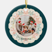 Retro Pink Green Christmas Keramik Ornament (Vorne)
