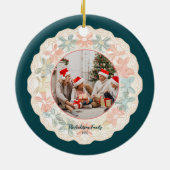 Retro Pink Green Christmas Keramik Ornament (Hinten)
