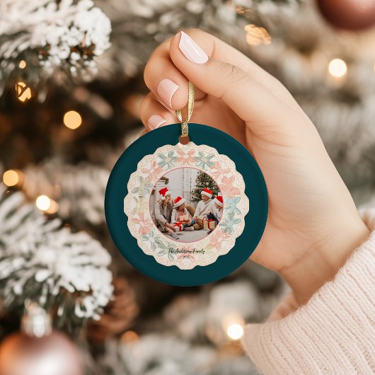 Retro Pink Green Christmas Keramik Ornament