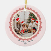 Retro Pink Green Christmas Keramik Ornament (Vorne)
