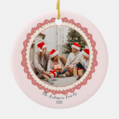 Retro Pink Green Christmas Keramik Ornament (Hinten)