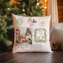 Retro Pink Green Christmas Kissen