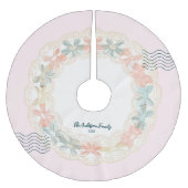 Retro Pink Green Christmas Polyester Weihnachtsbaumdecke (Vorderseite)