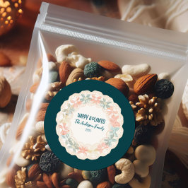 Retro Pink Green Christmas Runder Aufkleber