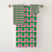 Retro Pink Green Geometric Mitte Jahrhundert Moder Badhandtuch Set (Insitu)