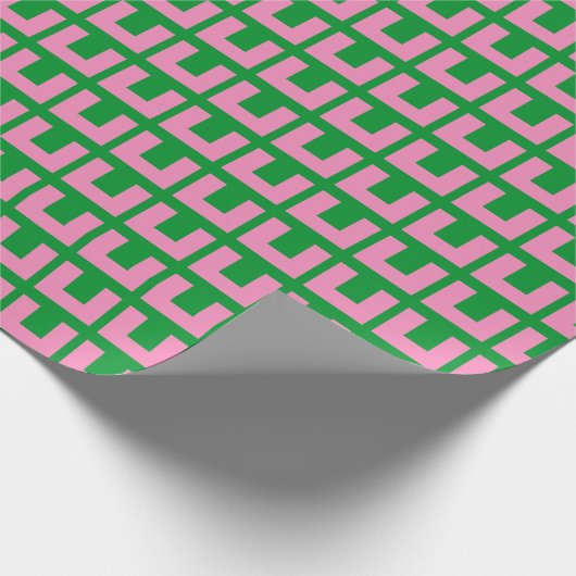 Retro Pink Green Geometric Mitte Jahrhundert Moder Geschenkpapier (Ecke)