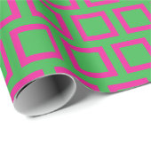 Retro Pink Green Geometric Mitte Jahrhundert Moder Geschenkpapier (Rolleneckpunkt)