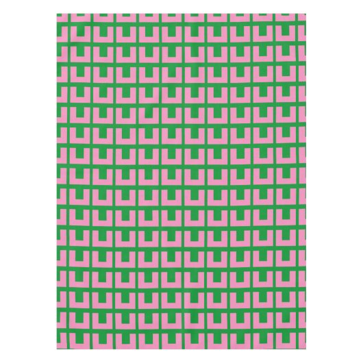 Retro Pink Green Geometric Mitte Jahrhundert Moder Tischdecke (Vorderseite)