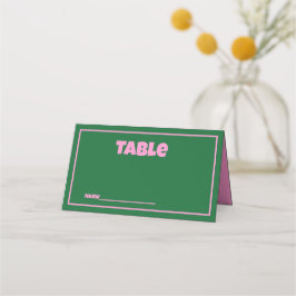 Retro Pink Green grell Wedding Platzkarte